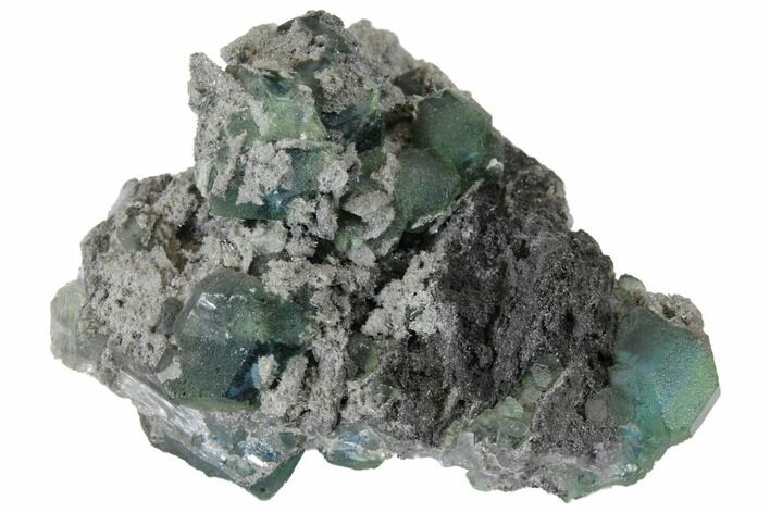 Green Fluorite on Sparkling Quartz - China #128562